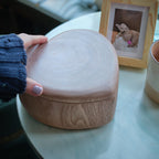 Heart-Shaped Wooden Pet Urn with Tree Ring Grain, Eco Friendly Handcrafted Memorial Box, Hinged Lid with Magnetic Seal, Pet Ashes Keepsake