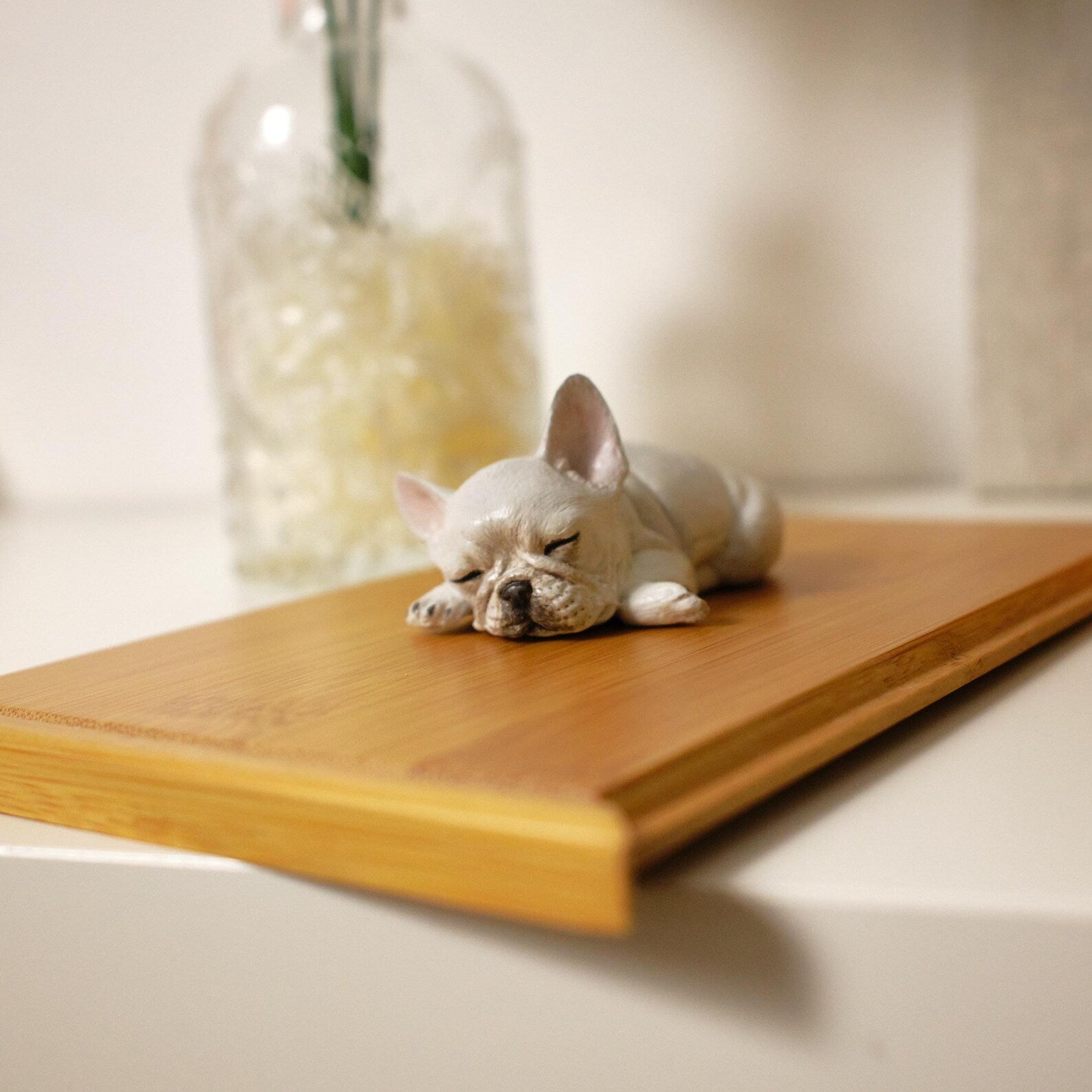Handmade Dog Bamboo Wooden Urn Box, with Pe Polymer Clay Sculpture from Photo, Personalised Eco Friendly Pet Memorial Keepsake Gift