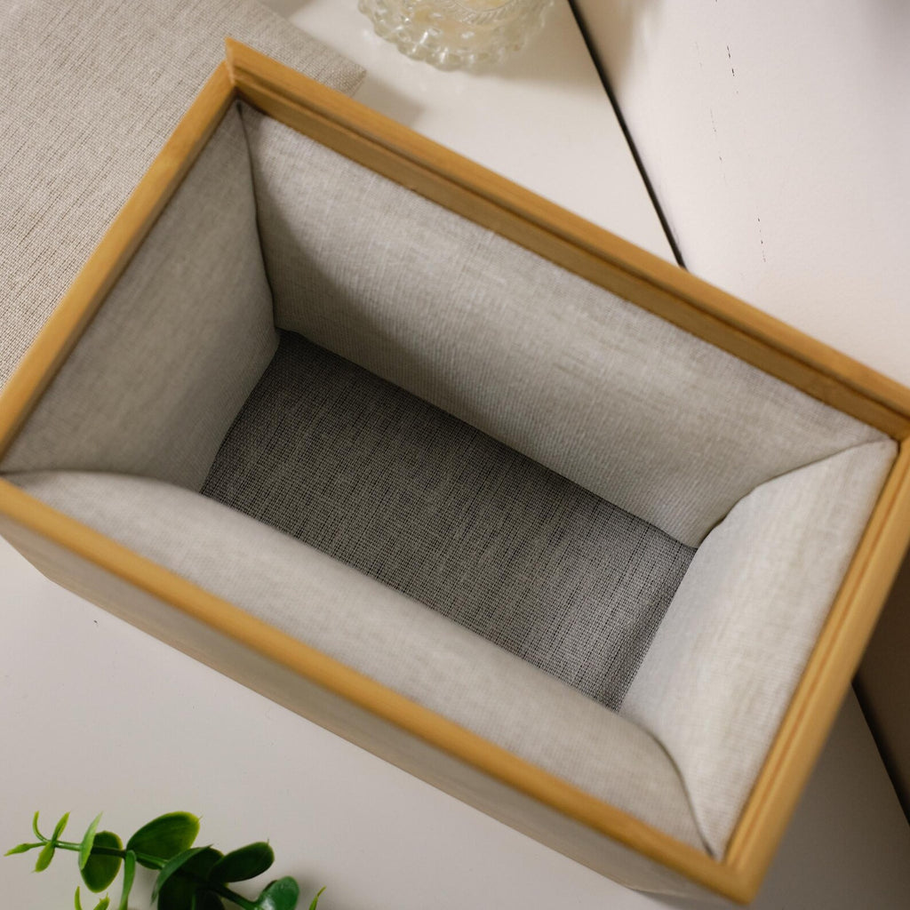 Handmade Dog Bamboo Wooden Urn Box, with Pe Polymer Clay Sculpture from Photo, Personalised Eco Friendly Pet Memorial Keepsake Gift
