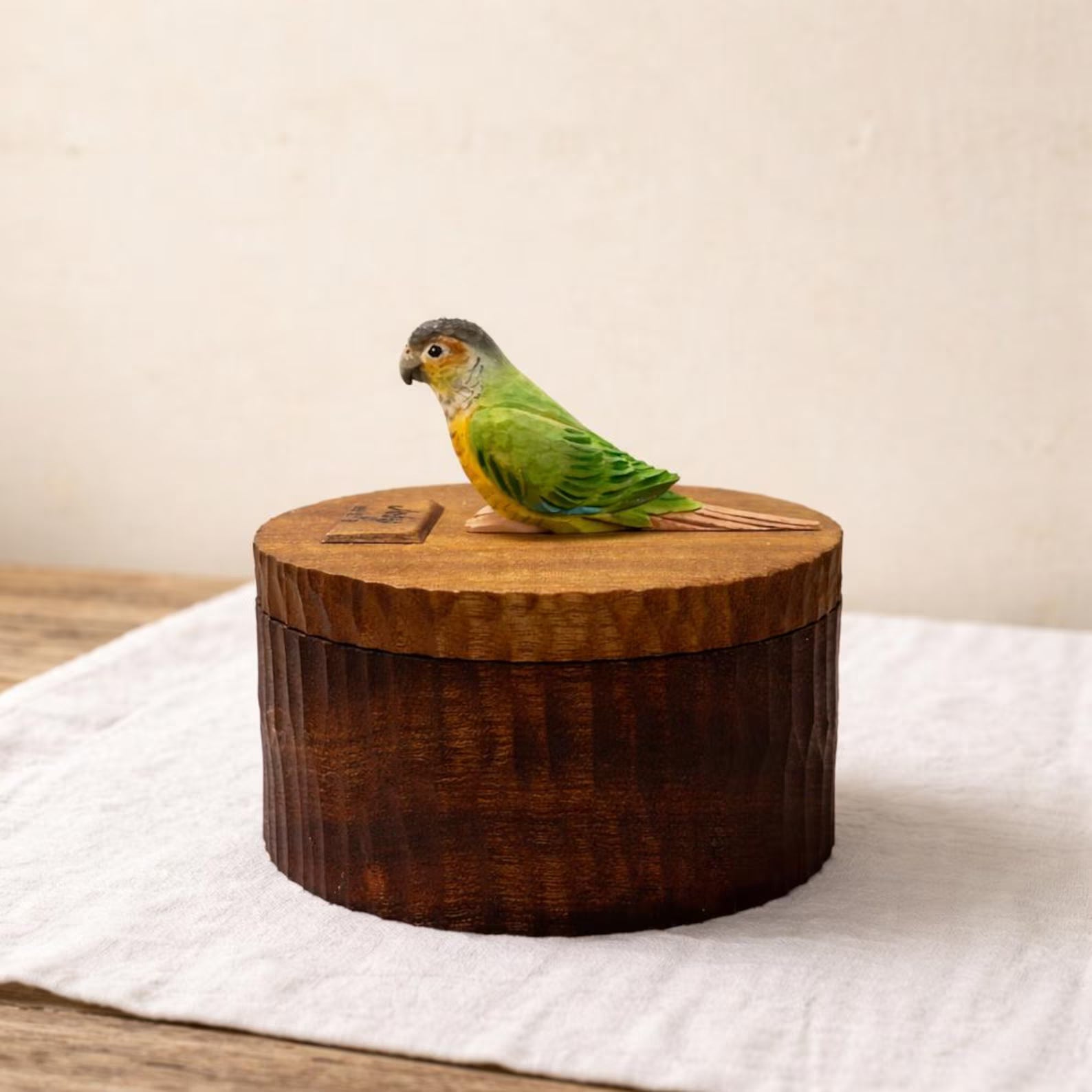 Handmade Wooden Bird Memorial Urn: Custom Parrot Figurine from Photo, Pet Memorial Gift, Laser Engraving, Eco-Friendly Gift