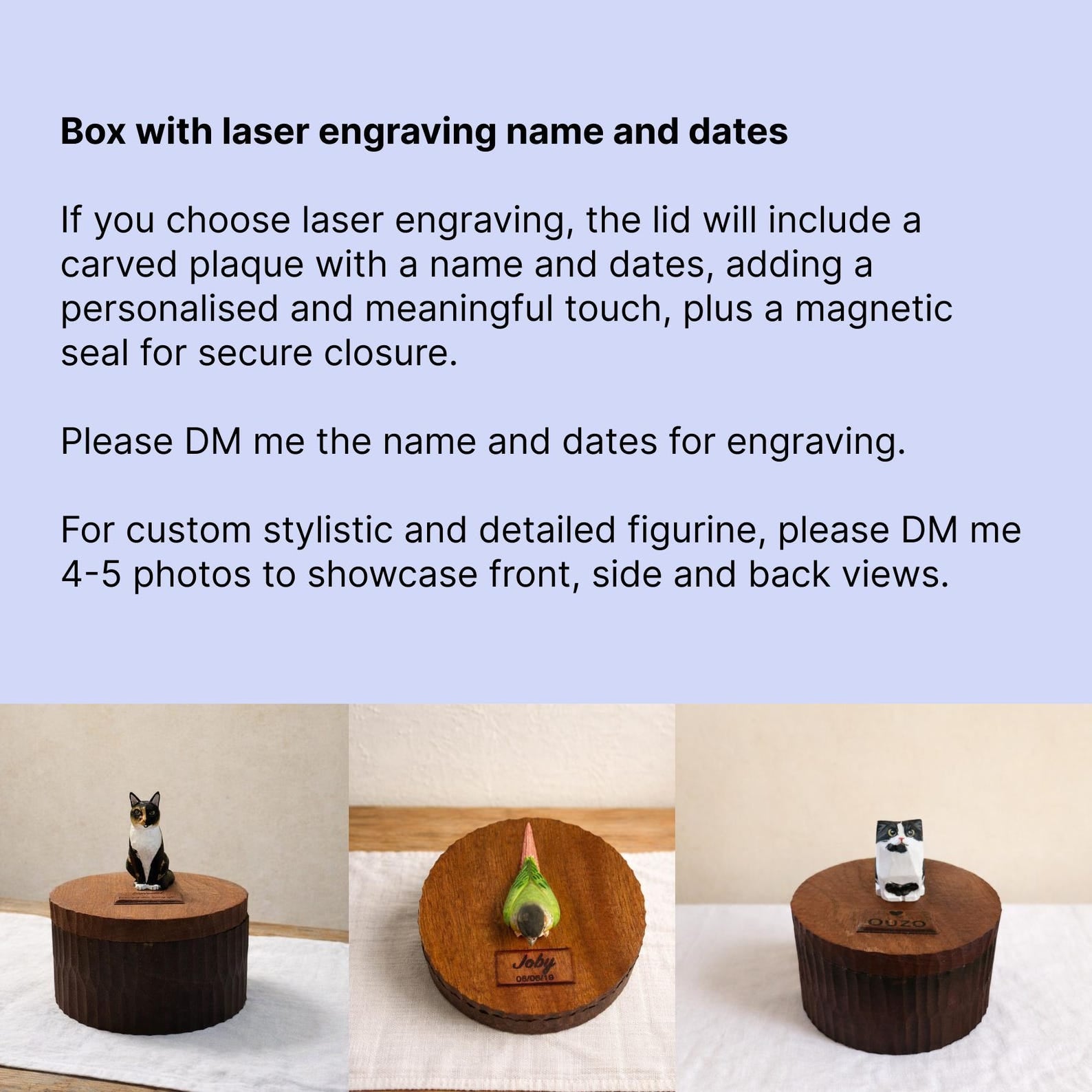 Large Wooden Cat Memorial Urn: Handmade Realistic Cat Figurine from photo, pet memorial gift, natural personalised keepsake, Cremation box