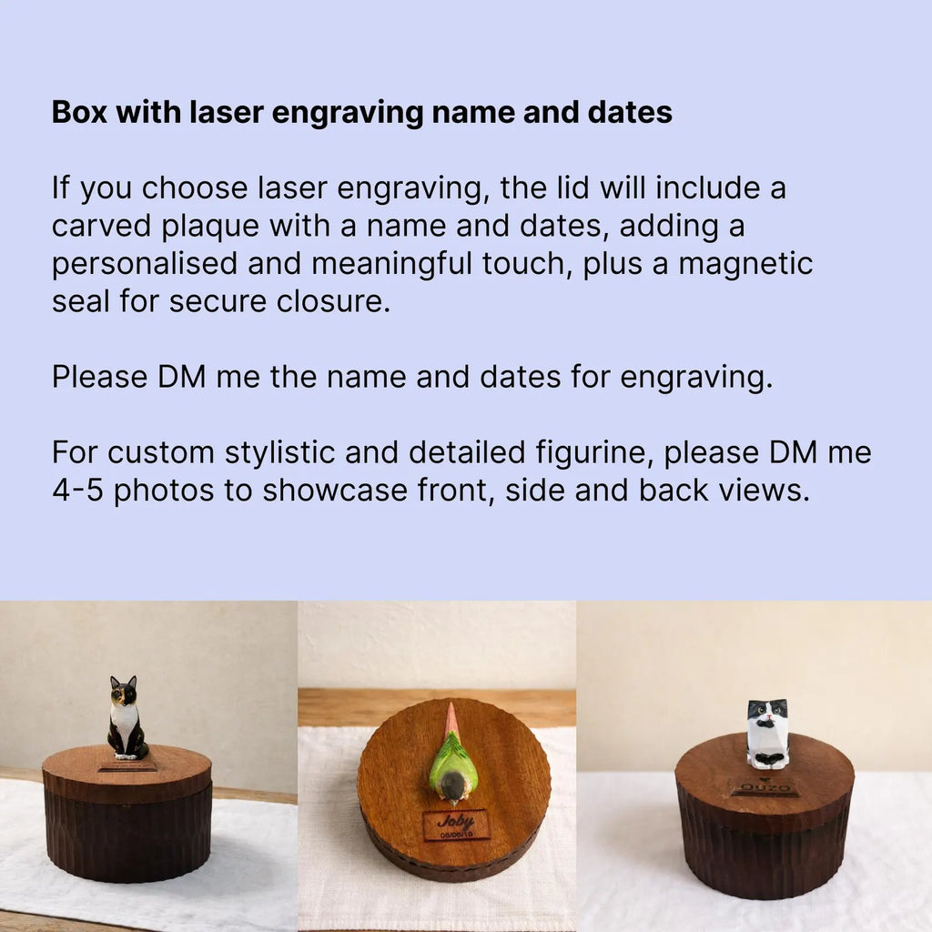 Handmade Wooden Rabbit Memorial Urn: Realistic Bunny Keepsake Box from Photo, Pet Memorial Gift, Pet Personalised Keepsake, Jewellery Box