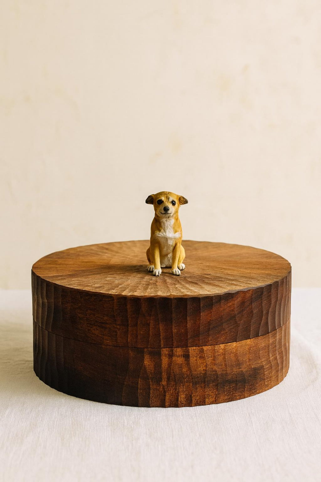 Handmade Extra Large Wooden Dog Urn for Ashes up to 110lbs, Natural Custom Carved Box with Personalised Dog Figurine, Pet Loss Keepsake Gift