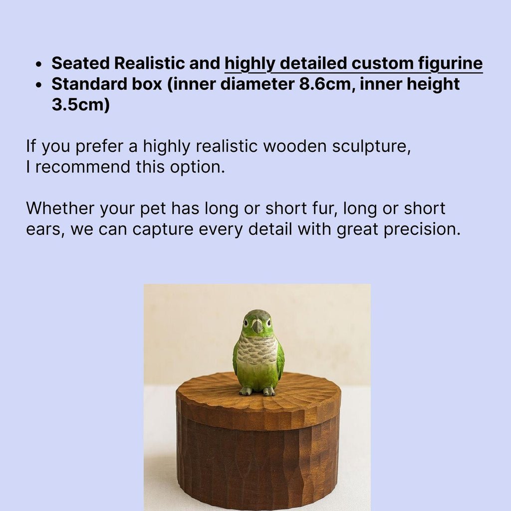 Handmade Wooden Bird Memorial Urn: Custom Parrot Figurine from Photo, Pet Memorial Gift, Laser Engraving, Eco-Friendly Gift