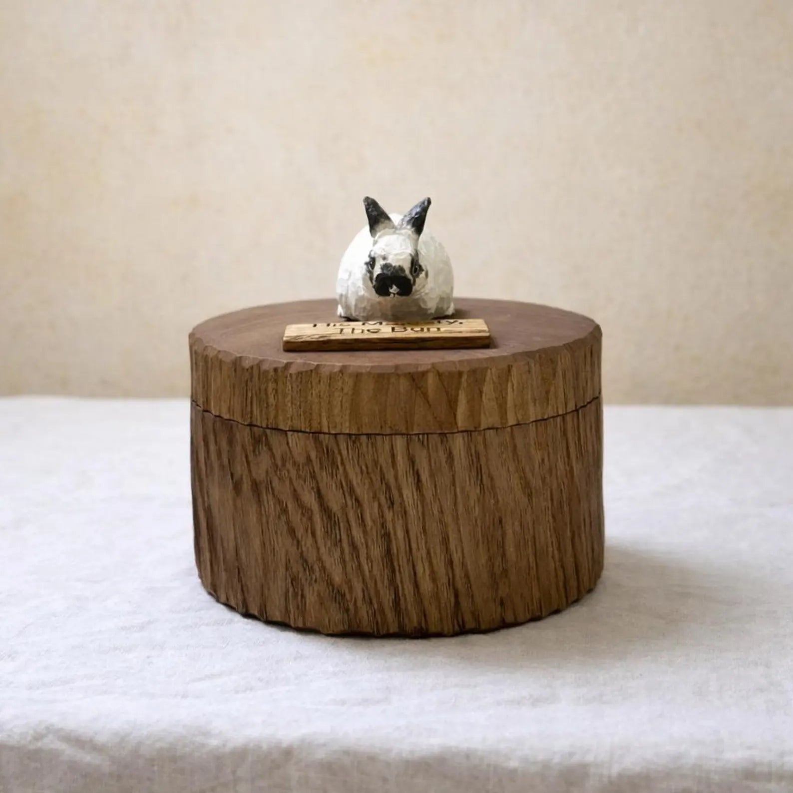 Bespoke Handmade Wooden Rabbit Memorial Ashes Urn: Realistic Bunny Figurine from photo, Pet Memorial Gift, Personalised Keepsake