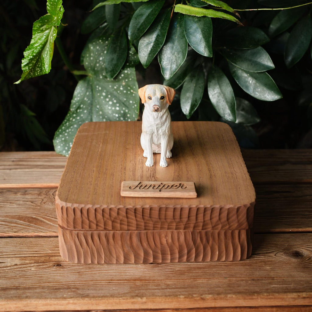 Handmade Large Wooden Dog Urn for Ashes up to 110lbs, Bespoke Dog Figurine by Photo, Laser engraving, Eco-Friendly Pet Loss Keepsake Gift