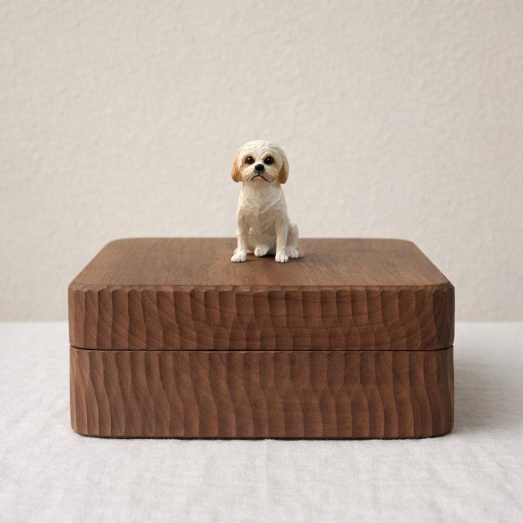 Handmade Large Wooden Dog Urn for Ashes up to 110lbs, Bespoke Dog Figurine by Photo, Laser engraving, Eco-Friendly Pet Loss Keepsake Gift