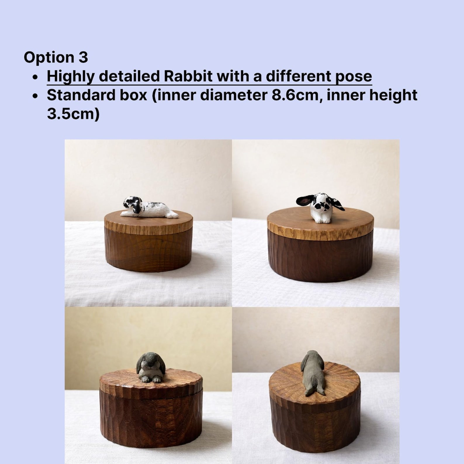 Lying Rabbit Wooden Urn, Hand Carved Bunny in Resting Pose with Laser Engraved Name, Small Handmade Pet Memorial Cremation Box, Pet Keepsake
