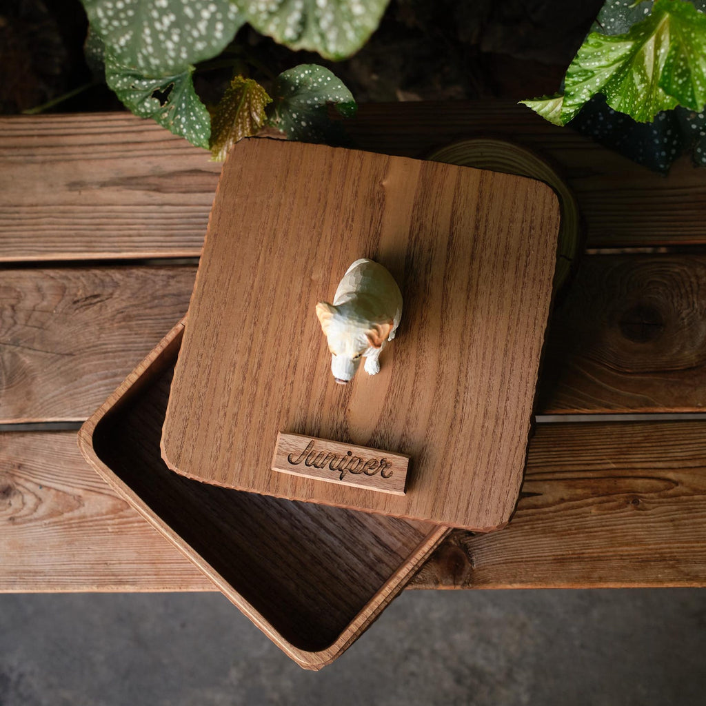 Handmade Large Wooden Dog Urn for Ashes up to 110lbs, Bespoke Dog Figurine by Photo, Laser engraving, Eco-Friendly Pet Loss Keepsake Gift