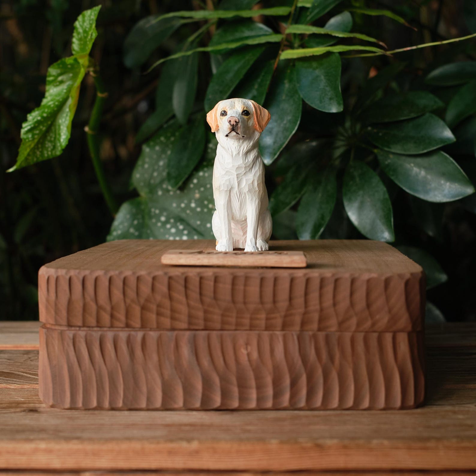 Handmade Large Wooden Dog Urn for Ashes up to 110lbs, Bespoke Dog Figurine by Photo, Laser engraving, Eco-Friendly Pet Loss Keepsake Gift