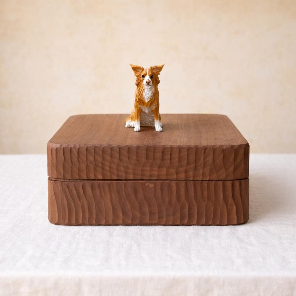 Handmade Large Wooden Dog Urn for Ashes up to 110lbs, Bespoke Dog Figurine by Photo, Laser engraving, Eco-Friendly Pet Loss Keepsake Gift