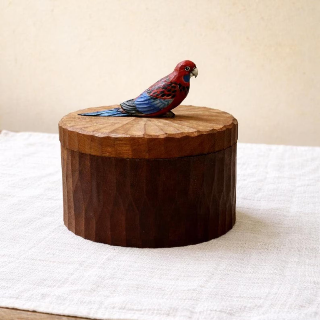 Handmade Wooden Bird Memorial Urn: Custom Parrot Figurine from Photo, Pet Memorial Gift, Laser Engraving, Eco-Friendly Gift