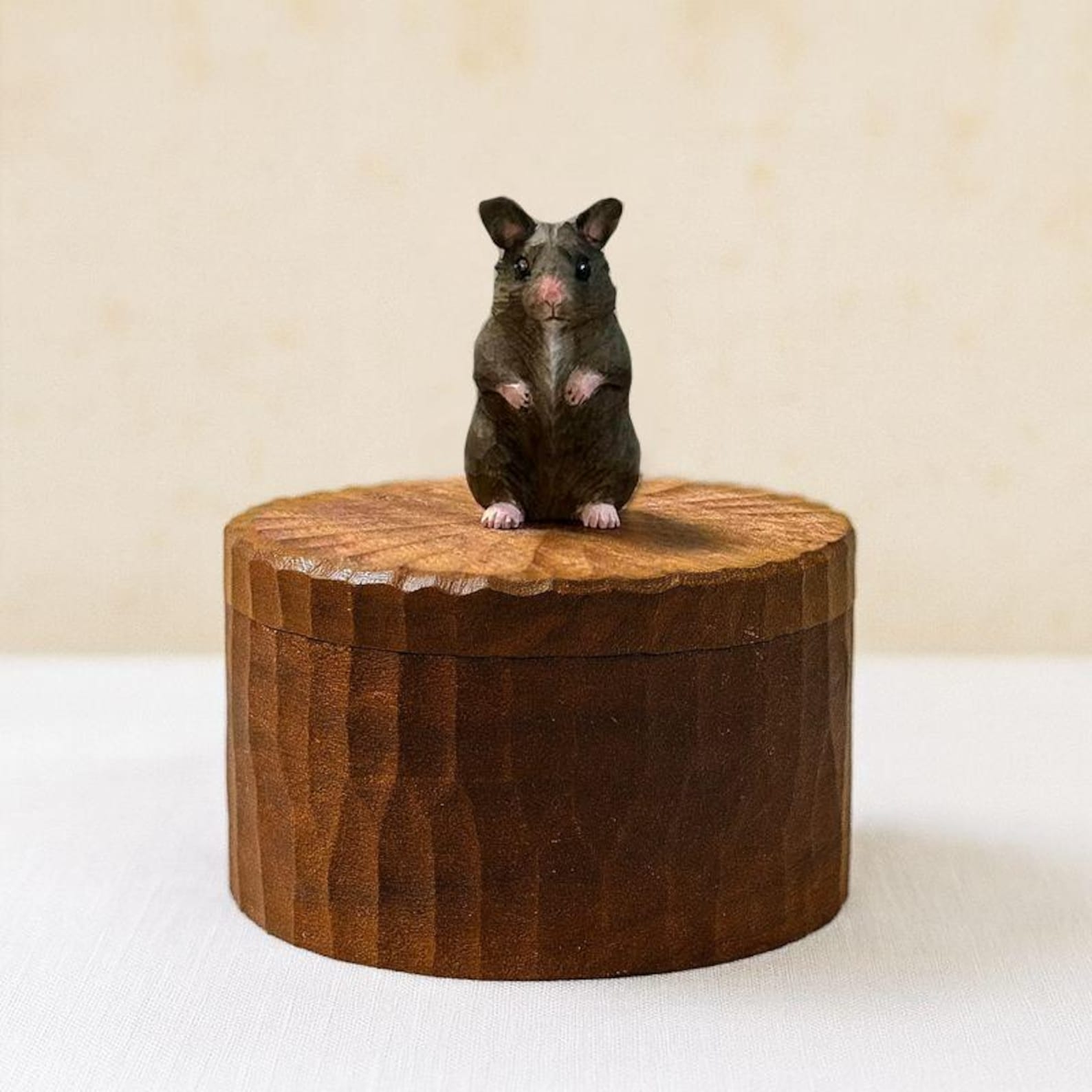 Handmade Wooden Hamster Memorial Urn: Realistic Custom Hamster Figurine from Photo, Eco-Friendly Pet Memorial Gift, Laser Engraving Name