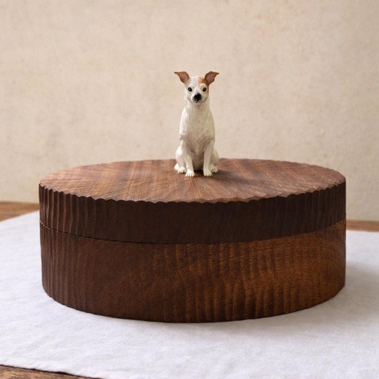 Handmade Wooden Dog Urn｜Small and Large urn | Natural Custom Carved Box with Personalised Dog Figurine From Photo | Pet Keepsake Gift