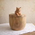 Hand Carved Cat Memorial Urn, Custom Wooden Pet Ashes Box, Photo-Based Cat Figurine, Personalised Hand Painted Floral Box, Pet Loss Gift