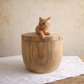 Custom Cat Urn with Cat Figurine Resting on Lid, Handmade Wooden Pet Ashes Box from Photo, Personalised Cat Memorial, Pet Loss Gift