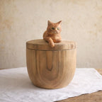 Custom Cat Urn with Cat Figurine Resting on Lid, Handmade Wooden Pet Ashes Box from Photo, Personalised Cat Memorial, Pet Loss Gift