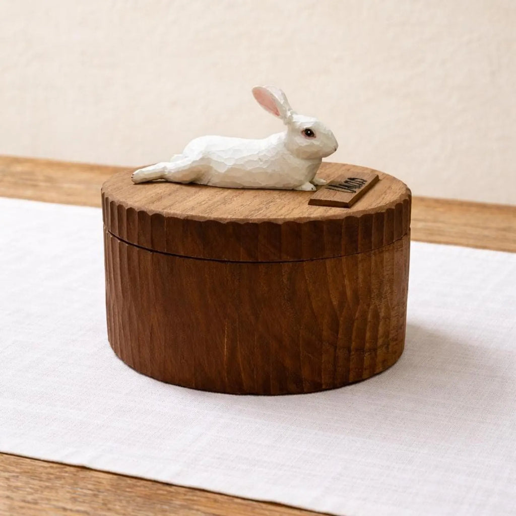 Bespoke Handmade Wooden Rabbit Memorial Ashes Urn: Realistic Bunny Figurine from photo, Pet Memorial Gift, Personalised Keepsake
