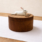 Custom Two Rabbit Memorial Urn, Handmade Realistic Bunny Ashes Box from Photo, Name Engraved Wooden Pet Cremation Keepsake