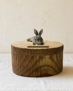 Lying Rabbit Wooden Urn, Hand Carved Bunny in Resting Pose with Laser Engraved Name, Small Handmade Pet Memorial Cremation Box, Pet Keepsake
