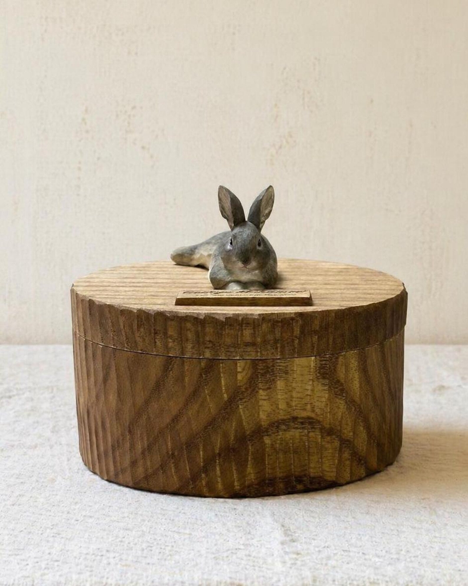 Lying Rabbit Wooden Urn, Hand Carved Bunny in Resting Pose with Laser Engraved Name, Small Handmade Pet Memorial Cremation Box, Pet Keepsake