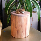 Custom Handmade Wooden Dog Urn for Ashes, Natural Solid Wood Pet Memorial Urn with Custom Pet Figurine from Photo, Eco Friendly