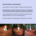 Custom Wooden Dog Urn with Cute Cartoon Dog Figurine from Photo, Handmade Pet Memorial Box, Personalised Engraved Name Keepsake