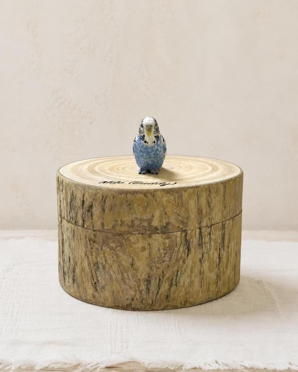 Custom Parrot Wood Carving From Photo, Rustic Tree Trunk Pet Memorial Urn Box, Personalised Engraved Wooden Keepsake, Bird Loss Gift