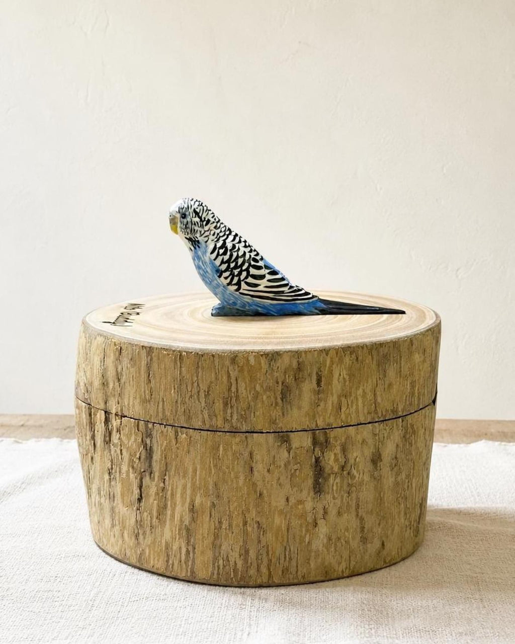 Custom Parrot Wood Carving From Photo, Rustic Tree Trunk Pet Memorial Urn Box, Personalised Engraved Wooden Keepsake, Bird Loss Gift