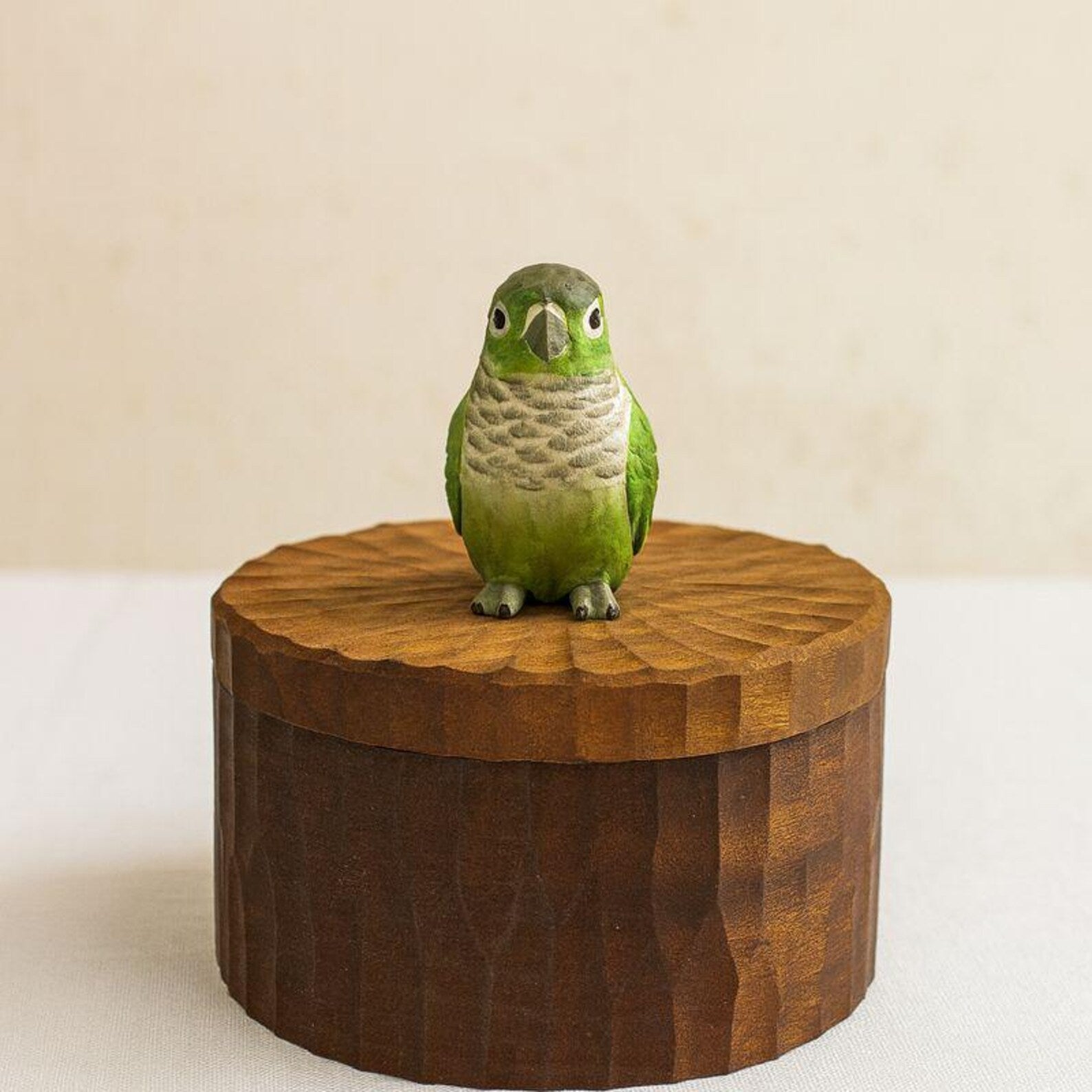 Custom Parrot Wood Carving From Photo, Rustic Tree Trunk Pet Memorial Urn Box, Personalised Engraved Wooden Keepsake, Bird Loss Gift