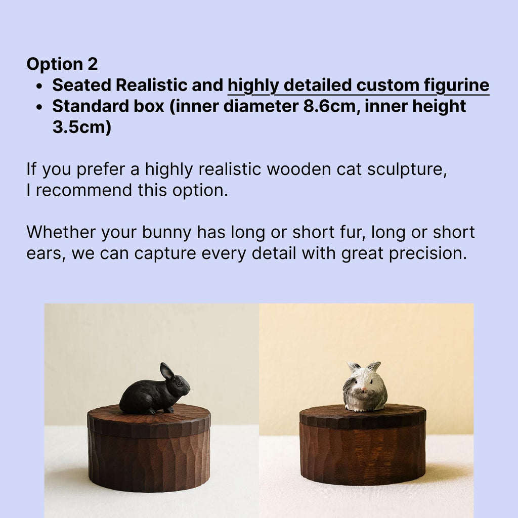 Lying Rabbit Wooden Urn, Hand Carved Bunny in Resting Pose with Laser Engraved Name, Small Handmade Pet Memorial Cremation Box, Pet Keepsake