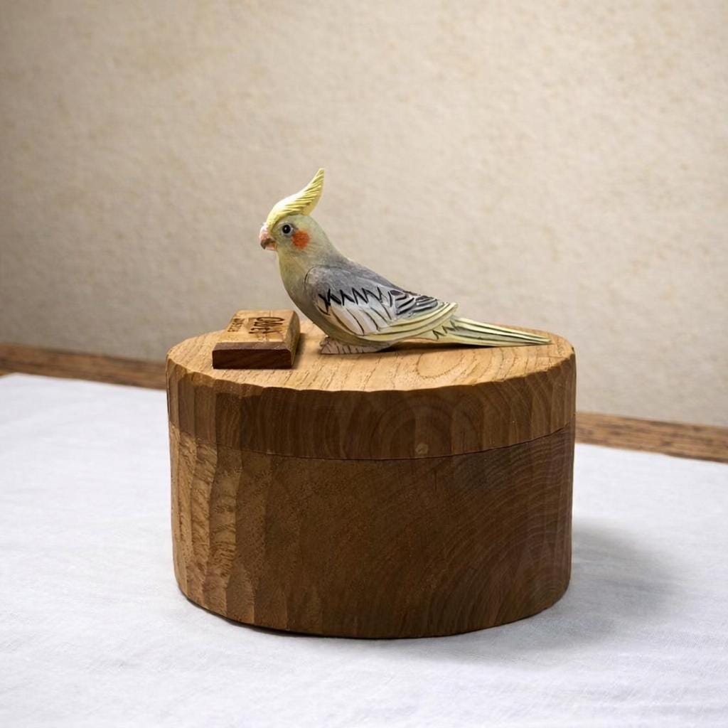 Handmade Wooden Bird Memorial Urn: Custom Parrot Figurine from Photo, Pet Memorial Gift, Laser Engraving, Eco-Friendly Gift