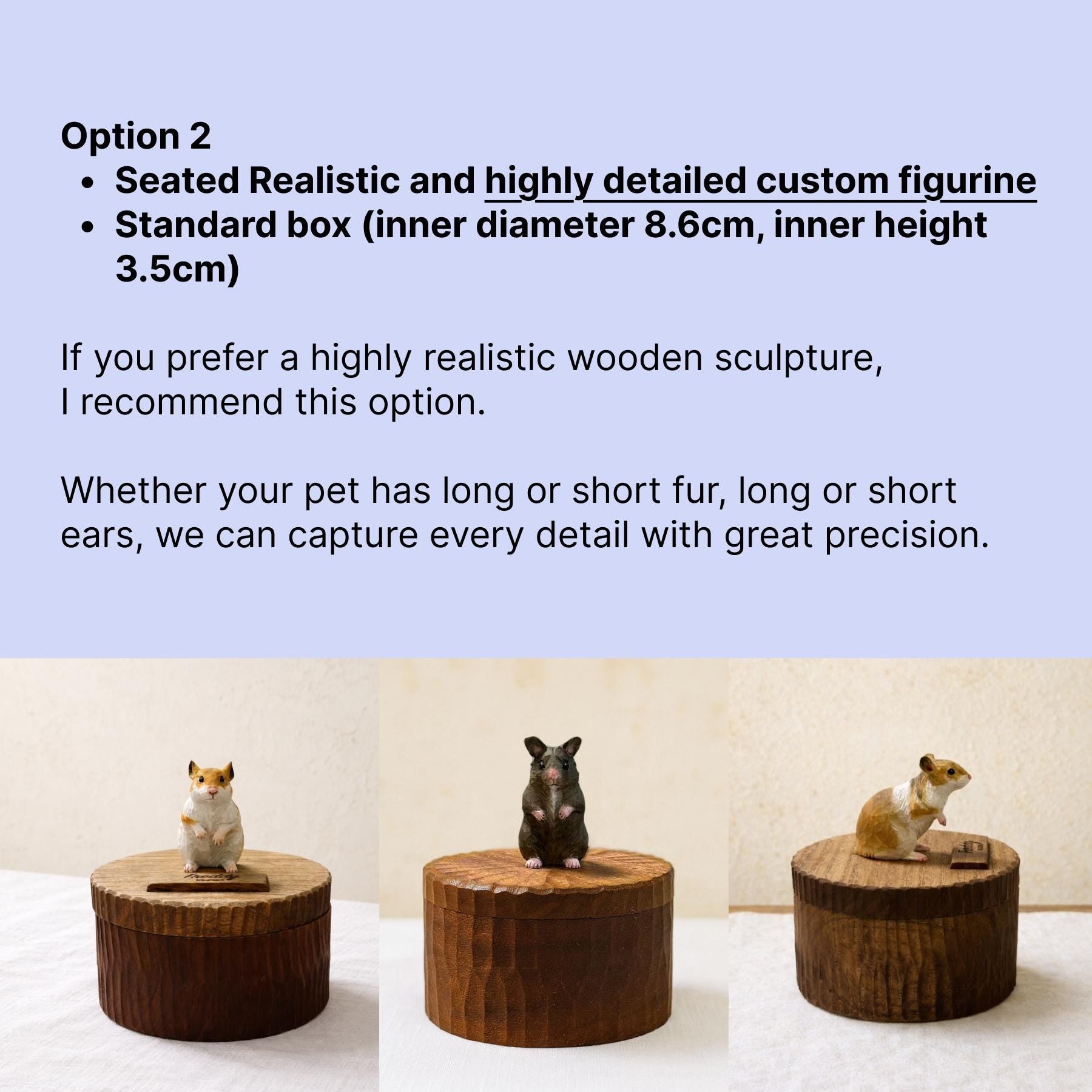Handmade Wooden Hamster Memorial Urn: Realistic Custom Hamster Figurine from Photo, Eco-Friendly Pet Memorial Gift, Laser Engraving Name