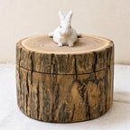 Rustic Tree Stump Rabbit Urn, Realistic Bunny Wood Carving, Natural Wood Pet Memorial Gifts, Organic Woodland Ashes Keepsake Box