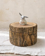 Rustic Tree Stump Rabbit Urn, Realistic Bunny Wood Carving, Natural Wood Pet Memorial Gifts, Organic Woodland Ashes Keepsake Box