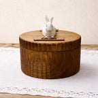 Lying Rabbit Wooden Urn, Hand Carved Bunny in Resting Pose with Laser Engraved Name, Small Handmade Pet Memorial Cremation Box, Pet Keepsake