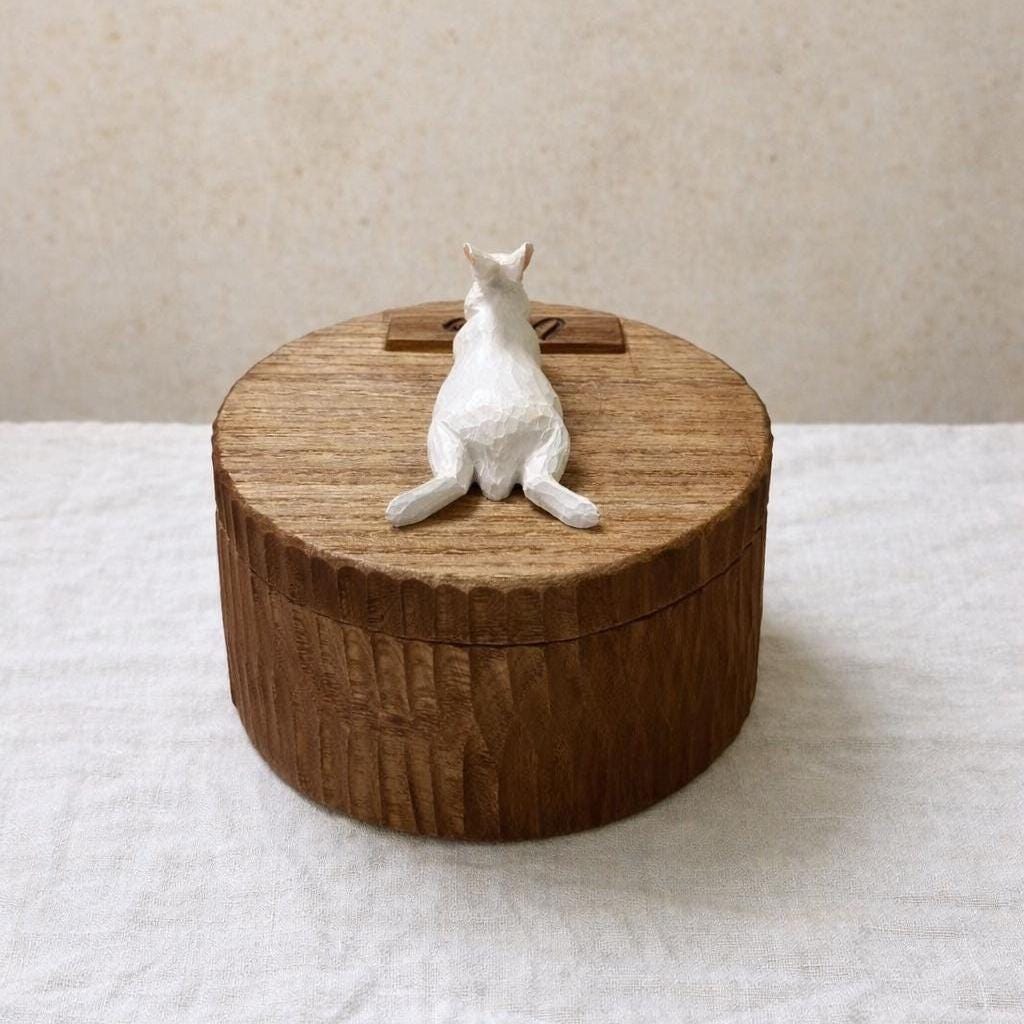 Lying Rabbit Wooden Urn, Hand Carved Bunny in Resting Pose with Laser Engraved Name, Small Handmade Pet Memorial Cremation Box, Pet Keepsake