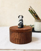 Bespoke Small Wooden Dog Urn, Handmade Carved Box with Personalised Dog Figurine From Photo, Eco Friendly Keepsake Gift