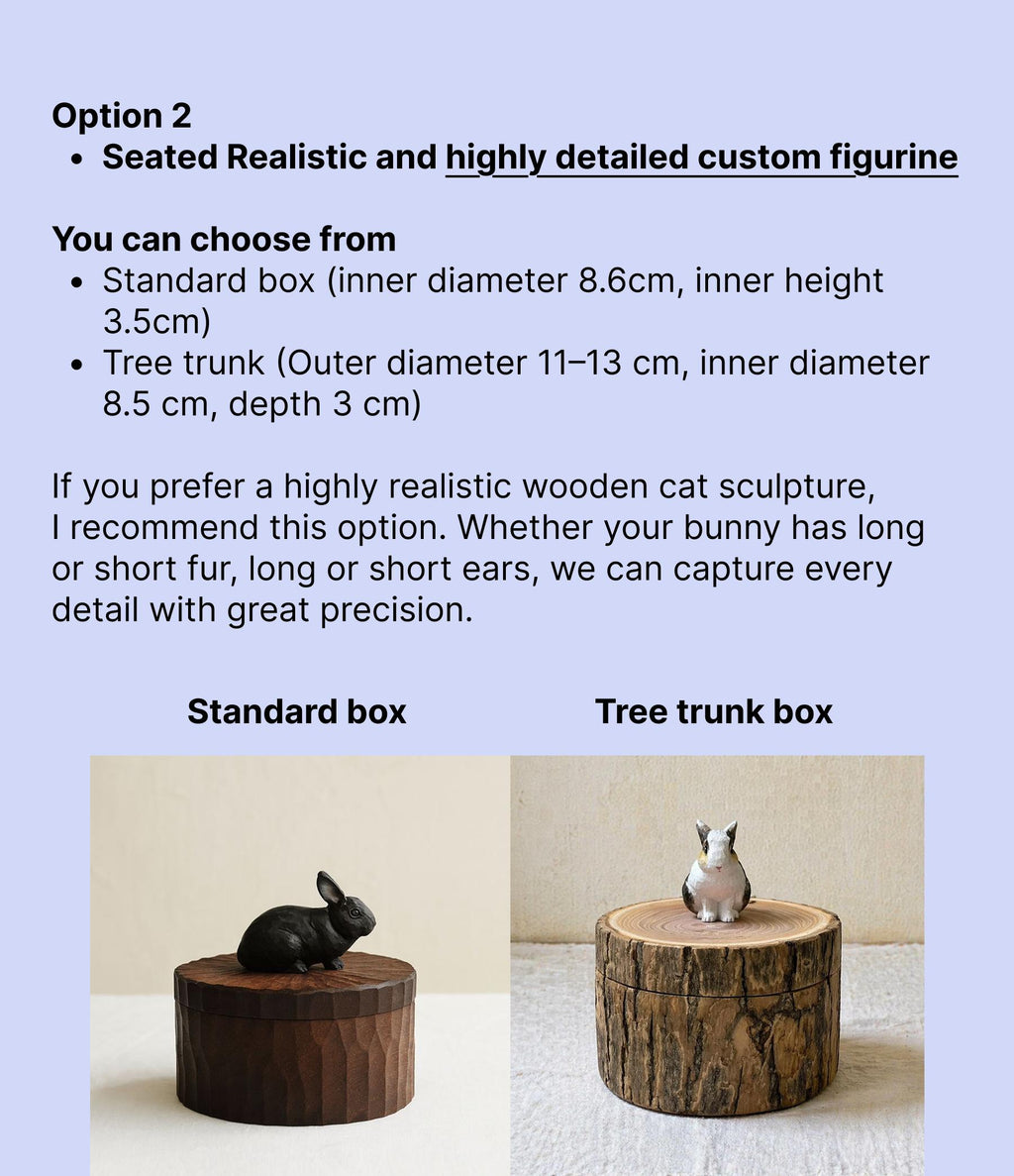 Rustic Tree Stump Rabbit Urn, Realistic Bunny Wood Carving, Natural Wood Pet Memorial Gifts, Organic Woodland Ashes Keepsake Box