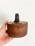 Custom Realistic Wooden Black Cat Urn for Ashes, Hand Carved Cat Figurine from Photo, Personalised Engraved Wood Pet Memorial Urn