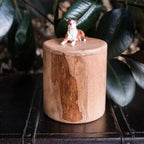 Large Wooden Dog Urn with Hand Carved Pet Figurine from Photo, Natural Wood Bucket, Pet Memorial Urn for Ashes with Personalised Engraving
