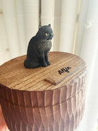 Custom Realistic Wooden Black Cat Urn for Ashes, Hand Carved Cat Figurine from Photo, Personalised Engraved Wood Pet Memorial Urn