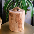 Large Wooden Dog Urn with Hand Carved Pet Figurine from Photo, Natural Wood Bucket, Pet Memorial Urn for Ashes with Personalised Engraving