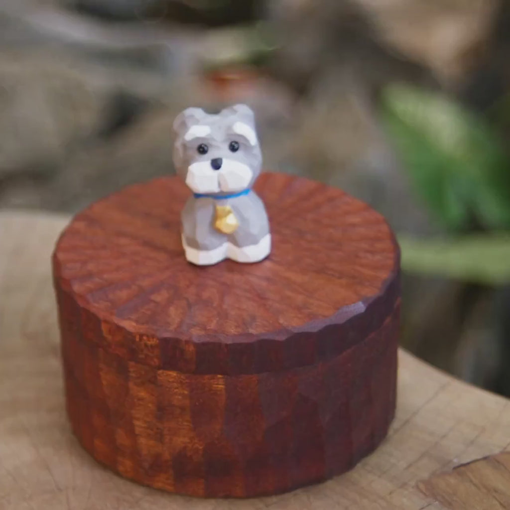 Handmade Wooden Dog Ashes Urn: Custom Schnauzer Figurine by photo, Pet Memorial Gift, Pet Personalised Keepsake, Natural Jewellry Box