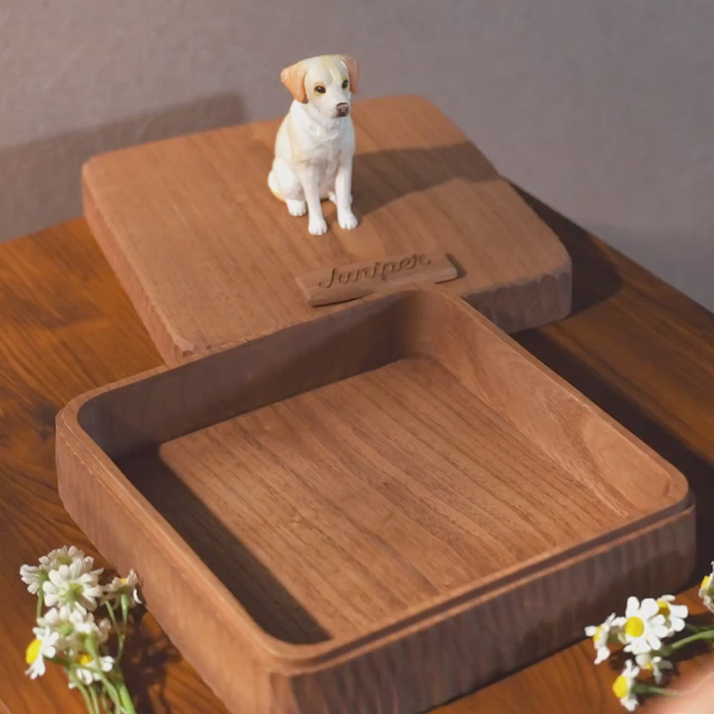 Handmade Large Wooden Dog Urn for Ashes up to 110lbs, Bespoke Dog Figurine by Photo, Laser engraving, Eco-Friendly Pet Loss Keepsake Gift