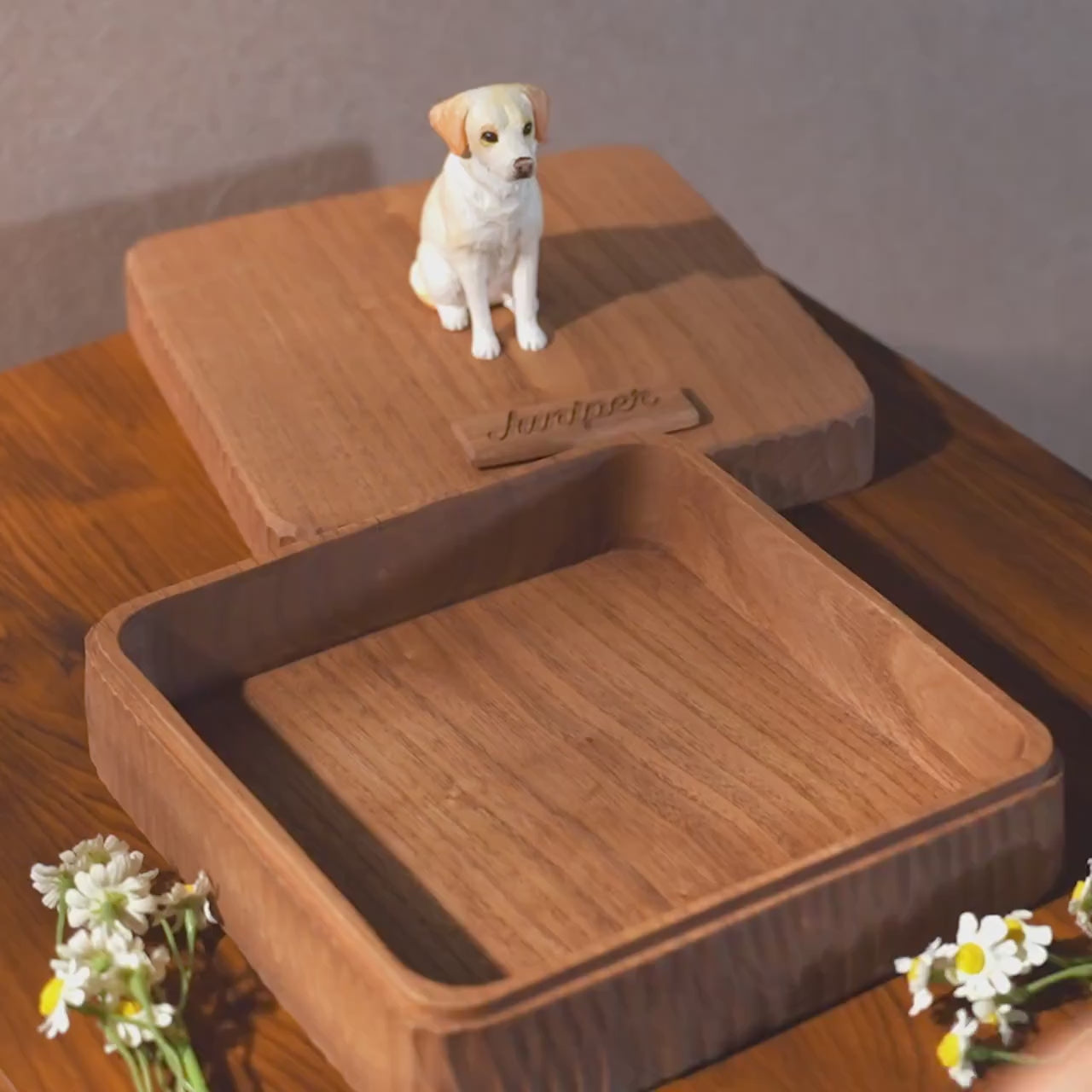 Handmade Large Wooden Dog Urn for Ashes up to 110lbs, Bespoke Dog Figurine by Photo, Laser engraving, Eco-Friendly Pet Loss Keepsake Gift