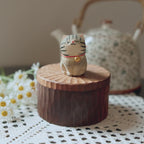 Handmade Wooden Cat Memorial Urn, Grey Tabby Cat Figurine Keepsake by Photo, Bespoke Pet Memorial Gift, Cat Keepsake, Jewellery Box