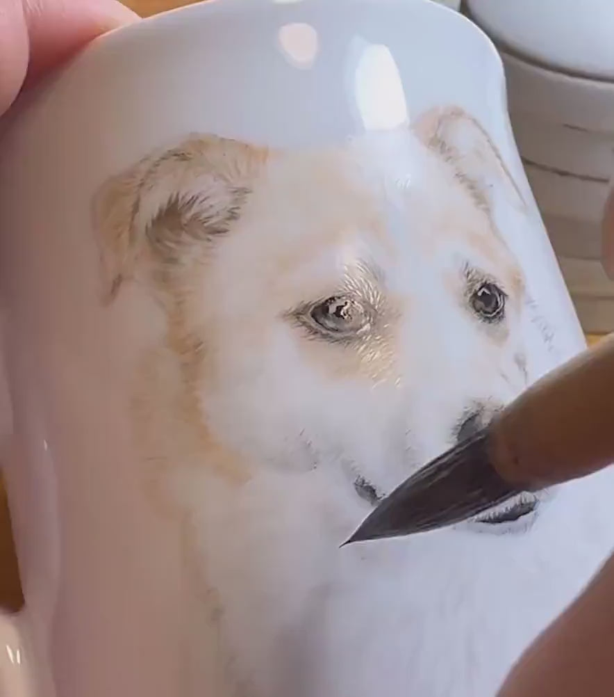 Large Custom Pet Portrait Urn Hand Painted Ceramic Dog Cat Ashes Jar｜Pets Up to 10 lbs｜Personalized Memorial｜Pet Loss Keepsake｜Cremation Urn