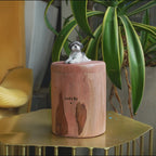 Natural Wood Dog Urn for Ashes with Realistic Hand-Carved Lying Dog Figurine from Photo, Personalised Name Engraving, Pet Memorial Gift