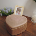 Heart-Shaped Wooden Pet Urn with Tree Ring Grain, Eco Friendly Handcrafted Memorial Box, Hinged Lid with Magnetic Seal, Pet Ashes Keepsake